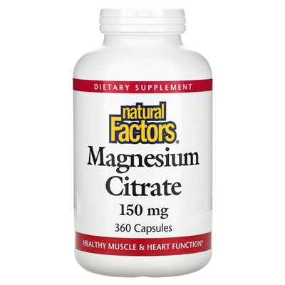 Czynniki naturalne, cytrynian magnezu, 150 mg, 360 kapsułek