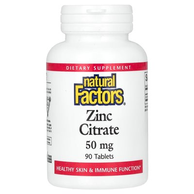 Czynniki naturalne, cytrynian cynku, 50 mg, 90 tabletek