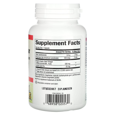 Czynniki naturalne, sfermentowany ocet jabłkowy, 500 mg, 90 kapsułek wegetariańskich