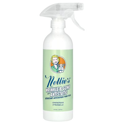 Nellie's, Wrinkle-B-gone z antistatyczną, cytrynową trawą, 16 Fl Oz (474 ml) Nellie's, Wrinkle-B-gone z antistatyczną, cytrynową trawą, 16 Fl Oz (474 ml)