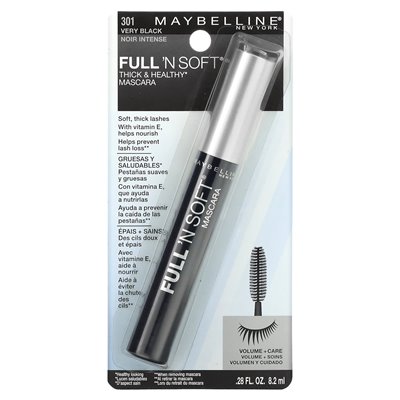 Maybelline, Full 'N Soft, Mascara, 301 bardzo czarny, 0,28 fl oz (8,2 ml)