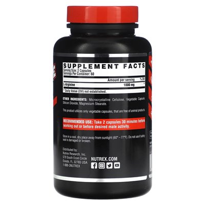 Nutrex Research, Black Series, L-arginina 1000, 120 kapsułek