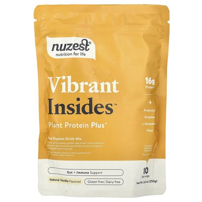 Nuzest, Vibrant INSIDEDES ™, białko roślinne plus+, naturalna wanilia, 8,8 uncji (250 g) Nuzest, Vibrant INSIDEDES ™, białko roślinne plus+, naturalna wanilia, 8,8 uncji (250 g)