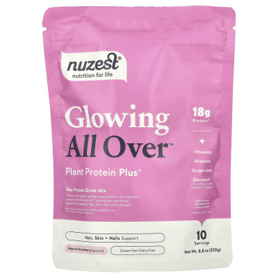 Nuzest, świecący na całym ™, białko roślinne plus+, naturalna truskawka, 8,8 uncji (250 g) Nuzest, świecący na całym ™, białko roślinne plus+, naturalna truskawka, 8,8 uncji (250 g)