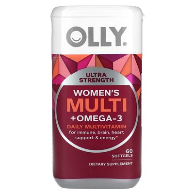 Olly, Women's Multi + omega-3, daily multivitamin, ultra strength, 60 soft