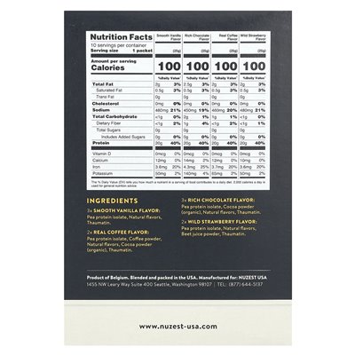 Nuzest, czyste szczupłe białko, 4 opakowanie o smaku smaku, 10 pakietów, 0,9 uncji (25 g) każdy