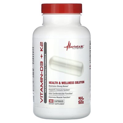Odżywianie metaboliczne, witamina-D3 + K2, maksymalna formuła siły działania, 90 kapsułek