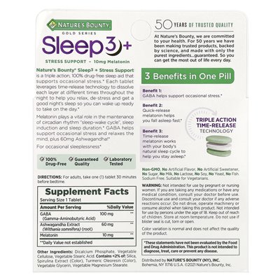 Nature's Bounty, Sleep 3 +, wsparcie stresowe, 56 tabletek z trójcy warstwy Nature's Bounty, Sleep 3 +, wsparcie stresowe, 56 tabletek z trójcy warstwy