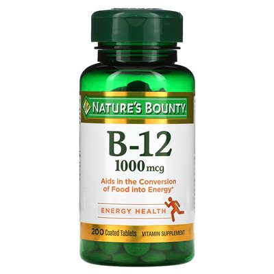 Nature's Bounty, B-12, 1000 MCG, 200 tabletek powlekanych