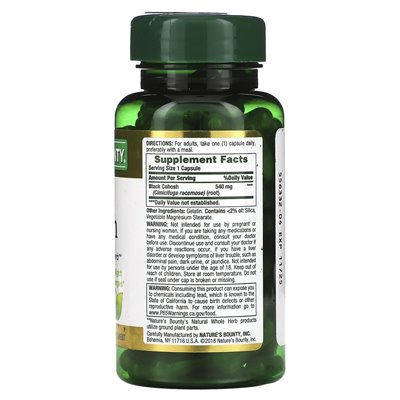 Nature's Bounty, Czarna Koniczyna, 540 mg, 100 Kapsułek Nature's Bounty, Czarna Koniczyna, 540 mg, 100 Kapsułek