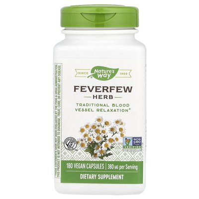 Nature's Way, Feverfew Herb, 380 mg, 180 wegańskich kapsułek