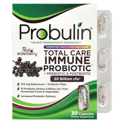 Probulin, Total Care Probiotic + Prebiotic and Postbiotic with True Birthmark, 20 Billion CFU, 30 Capsules