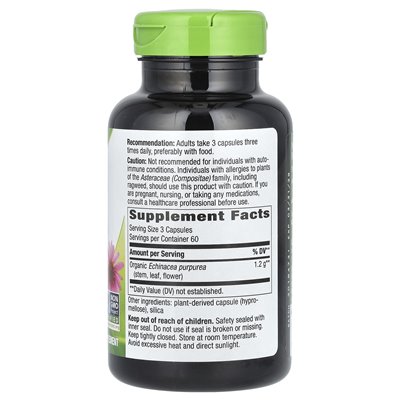 Nature's Way, Echinacea Purpurea Herb, 1200 mg, 180 vegan capsules (400 mg per capsule)