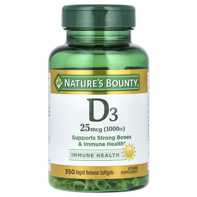 Nature's Bounty, D3, 25 McG (1000 IU), 350 Soft Release Softgels