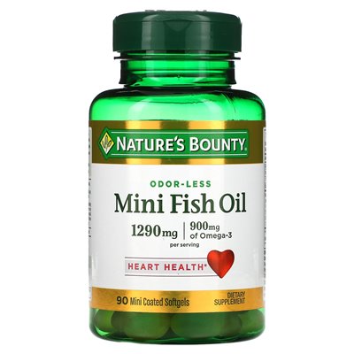 Nature's Bounty, bez zapachu mini olej rybnego, 1290 mg, 90 miękkich miękkich (645 mg na softgel)