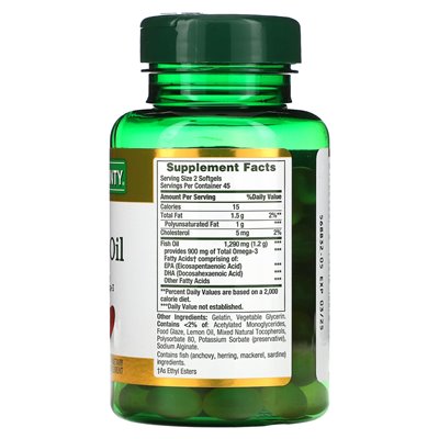 Nature's Bounty, bez zapachu mini olej rybnego, 1290 mg, 90 miękkich miękkich (645 mg na softgel)