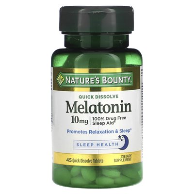Nature's Bounty, Melatonin, natürliche Kirsche, 10 mg, 45 schnell auflösbare Tabletten
