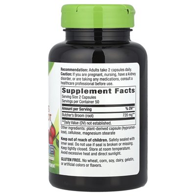 Nature's Way, Butcher's Broom Root, 720 mg, 100 wegańskich kapsułek (360 mg na kapsułkę) Nature's Way, Butcher's Broom Root, 720 mg, 100 wegańskich kapsułek (360 mg na kapsułkę)