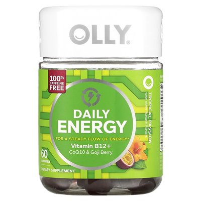 Olly, Daily Energy, Bez kofeiny, tropikalna pasja, 60 gumzy