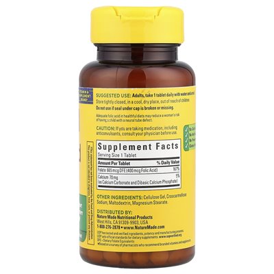 Natura wykonana, kwas foliowy, 250 tabletek Natura wykonana, kwas foliowy, 250 tabletek