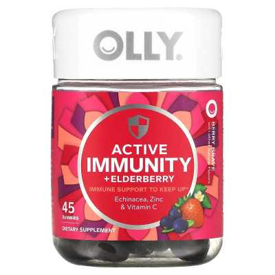 Olly, Active Immunity + Erom Bronberry, Berry Brave, 45 gumzy