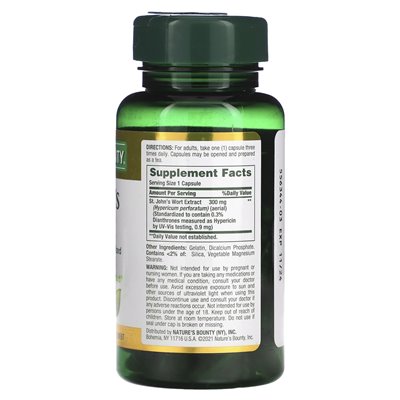Nature's Bounty, St. John's Wort, 300 mg, 100 kapsułek