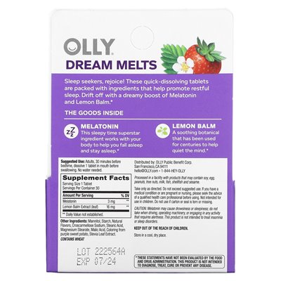 Olly, sleep, strawberries, 30 tablets