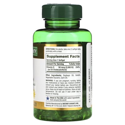 Nature's Bounty, D3, 50 McG (2000 IE), 240 Weichkapseln