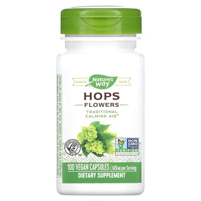Nature's Way, Hops Flowers, 620 mg, 100 wegańskich kapsułek (310 mg na kapsułkę)