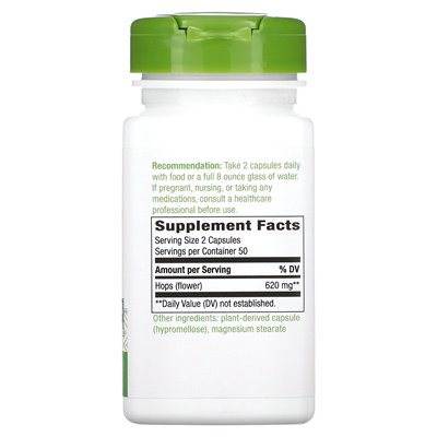 Nature's Way, Hops Flowers, 620 mg, 100 wegańskich kapsułek (310 mg na kapsułkę)