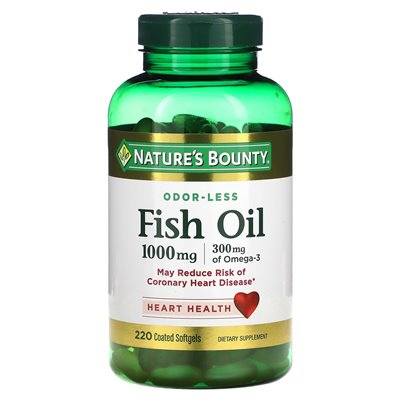 Nature's Bounty, Fischöl, 1000 mg, 220 überzogene Softgelkapseln