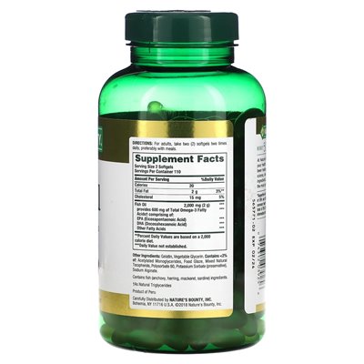 Nature's Bounty, Fischöl, 1000 mg, 220 überzogene Softgelkapseln