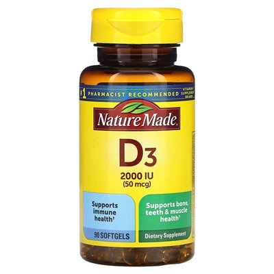 Natura wykonana, witamina D3, 50 mcg (2000 IU), 90 miękkich
