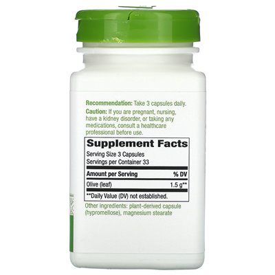 Nature's Way, Olive Leaf, 1500 mg, 100 wegańskich kapsułek (500 mg na kapsułkę)