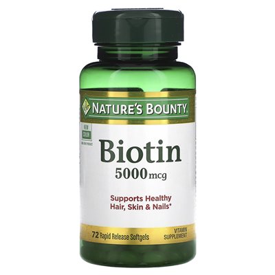 Nature's Bounty, Biotin, 5,000 mcg, 72 Rapid Release Softgels Nature's Bounty, Biotin, 5,000 mcg, 72 Rapid Release Softgels