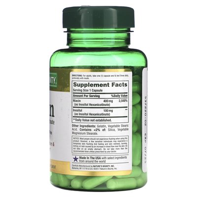 Nature's Bounty, Niacyna bez Objawów Flush, 500 mg, 120 Kapsułek Nature's Bounty, Niacyna bez Objawów Flush, 500 mg, 120 Kapsułek