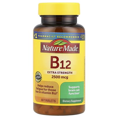 Natura wykonana, witamina B12, dodatkowa siła, 60 tabletek
