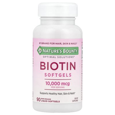 Nature's Bounty, Optimal Solutions®, Biotyn Softgels, 10 000 mcg, 90 płynnych softgels z szybkim uwalnianiem