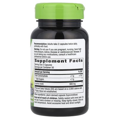 Nature's Way, Lukorice Root, 900 mg, 100 kapsułek wegańskich (450 mg na kapsułkę)