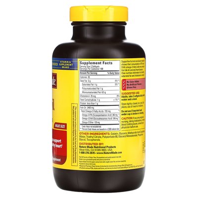 Natura wytwarzana, olej rybny, bez burpu, 1200 mg, 200 miękkich