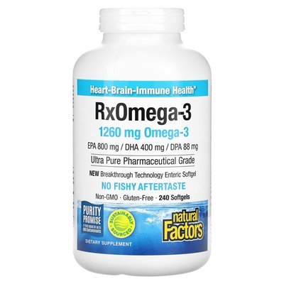 Czynniki naturalne, RX omega-3, 1260 mg, 240 miękkich (630 mg na miękką)