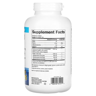 Czynniki naturalne, RX omega-3, 1260 mg, 240 miękkich (630 mg na miękką)