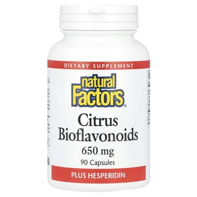 Czynniki naturalne, bioflawonoidy cytrusowe plus hesperydyna, 650 mg, 90 kapsułek
