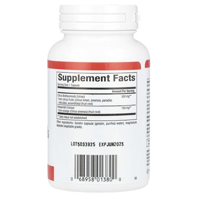 Czynniki naturalne, bioflawonoidy cytrusowe plus hesperydyna, 650 mg, 90 kapsułek