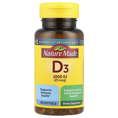Natura wykonana, witamina D3, 25 mcg (1000 IU), 100 miękkich
