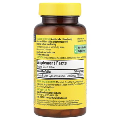 Natura wykonana, witamina B12, szybkie rozpuszczenie, wiśnia, 3000 mcg, 40 tabletek