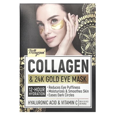 Maryann Organics, Collagen i 24K Gold Eye Mask, 32 sztuki (10 g)