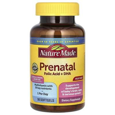 Nature Made, Prenatal Folic Acid + DHA, 90 Soft
