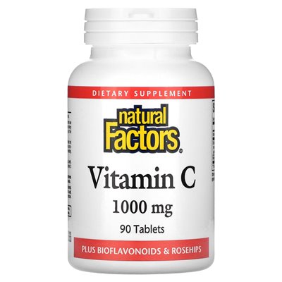 Czynniki naturalne, witamina C, a także bioflawonoidy i róże, 1000 mg, 90 tabletek