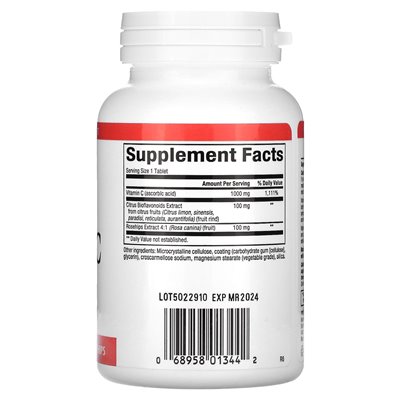 Czynniki naturalne, witamina C, a także bioflawonoidy i róże, 1000 mg, 90 tabletek